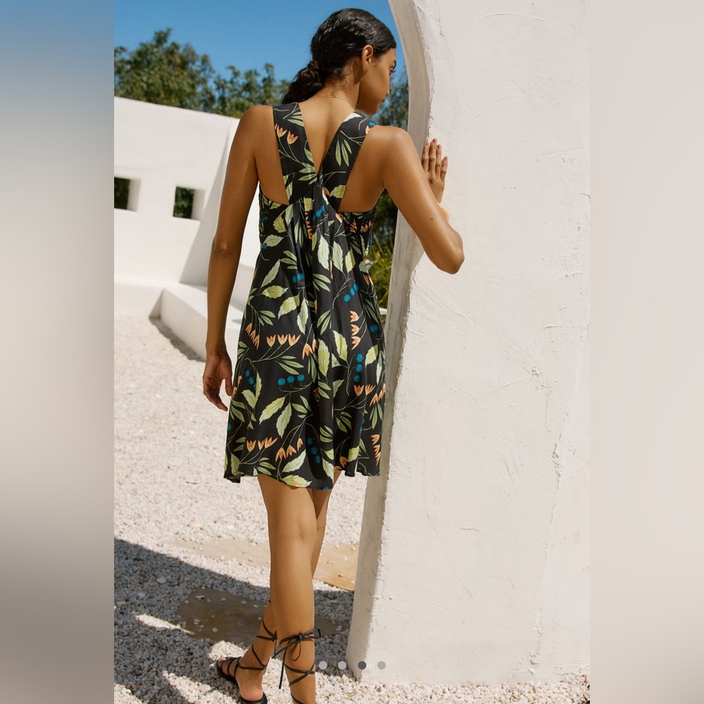 Anthropologie Black Floral Mini Dress - Picture 3 of 7